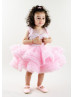 Pink Pearls Embellished Ruffle Tulle Flower Girl Dress